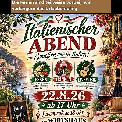 Foto: Italienischer Abend im Wirtshaus mit Herz