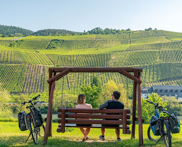 Genussradeln entlang des Mosel-Radwegs bei Erden