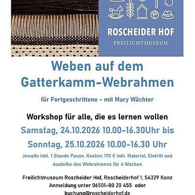 Foto: Weben auf dem Gatterkamm-Webrahmen