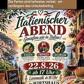 Italienischer Abend im Wirtshaus mit Herz