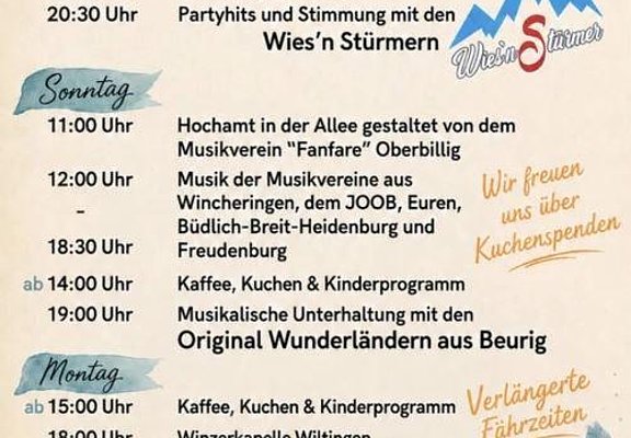 Kirmes Oberbillig 2026