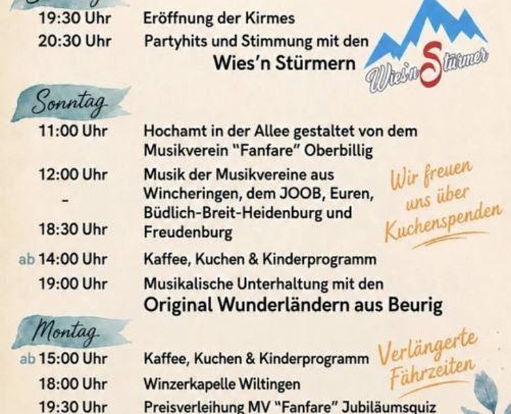 Kirmes Oberbillig 2026