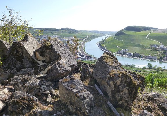 Blick vom Felsenweg auf Nittel und das Moseltal