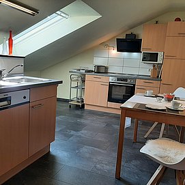 Küche mit XL-Kühlschrank und Gefrierbox