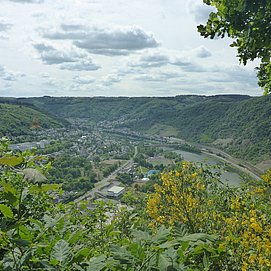 Blick vom Rastplatz am Schwedenkreuz ins Moseltal Richtung Cochem