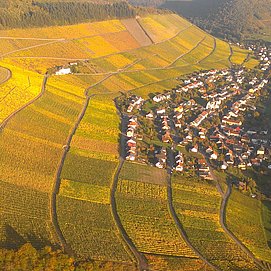 Ockfen im goldenen Herbst aus der Vogelperspektive