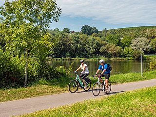 Radfahrer auf dem Saar-Radweg