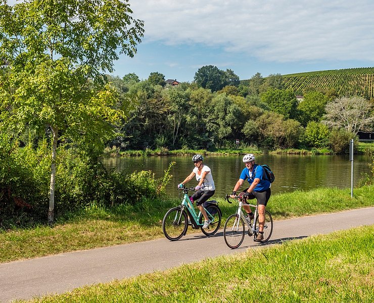 Radfahrer auf dem Saar-Radweg